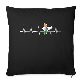 I love India - heartbeat - Sofa pillowcase 17,3'' x 17,3'' (45 x 45 cm) - black - Front