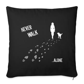 FEMME & DOG never walk alone - Housse de coussin décorative 45 x 45 cm - noir - Devant