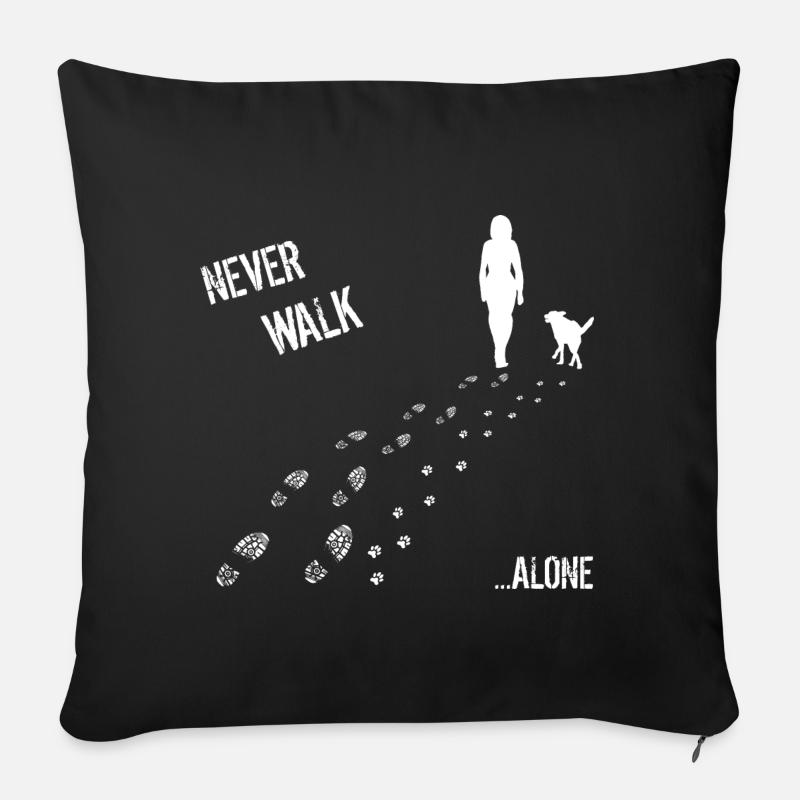 WOMAN & DOG NEVER WALK ALONE - Sofa pillowcase 17,3'' x 17,3'' (45 x 45 cm) - black
