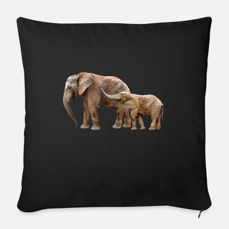 Éléphant - Housse de coussin décorative 45 x 45 cm - noir