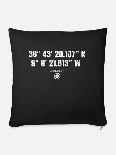 Lissabon Geocacher Koordinaten Geschenk Europa - Sofakissenbezug 45 x 45 cm - Schwarz