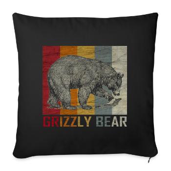 Bear Animal Grizzly Wilderness Gift - Sofa pillowcase 17,3'' x 17,3'' (45 x 45 cm) - black - Front