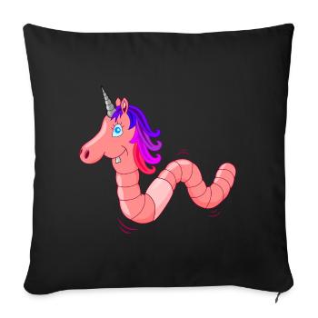 Uniworm, ver de terre + licorne, licorne la plus cool - Housse de coussin décorative 45 x 45 cm - noir - Devant
