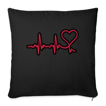heartbeat - Sofa pillowcase 17,3'' x 17,3'' (45 x 45 cm) - black - Front