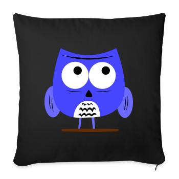 Cool Owl - Sweet Grumpy Owl - Blue - Sofa pillowcase 17,3'' x 17,3'' (45 x 45 cm) - black - Front
