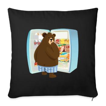 Bear caught stealing from Fridge - Sofa pillowcase 17,3'' x 17,3'' (45 x 45 cm) - black - Front