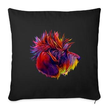 Punk Dachshund Henri Shaggy Dachshund Fever - Sofa pillowcase 17,3'' x 17,3'' (45 x 45 cm) - black - Front