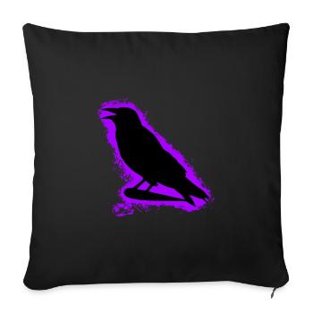 Crow raven purple and black outline - Sofa pillowcase 17,3'' x 17,3'' (45 x 45 cm) - black - Front
