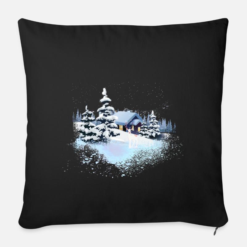 Winterzeit Winter Schnee Landschaft - Sofakissenbezug 45 x 45 cm - Schwarz