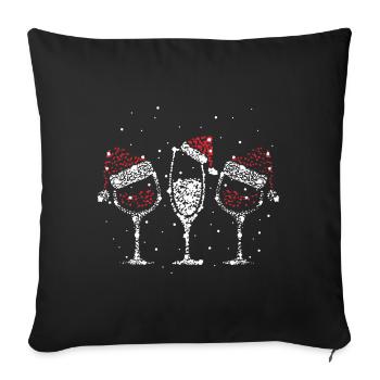 Chemise De Vin De Noël - Housse de coussin décorative 45 x 45 cm - noir - Devant