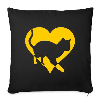 Cat Cat Pussy Gift Heart - Sofa pillowcase 17,3'' x 17,3'' (45 x 45 cm) - black - Front
