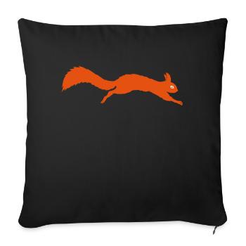 Eichhörnchen springt - Sofakissenbezug 45 x 45 cm - Schwarz - Vorne