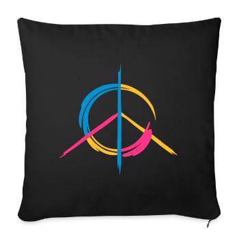 A colorful peace symbol as a graffito - Sofa pillowcase 17,3'' x 17,3'' (45 x 45 cm) - black - Front