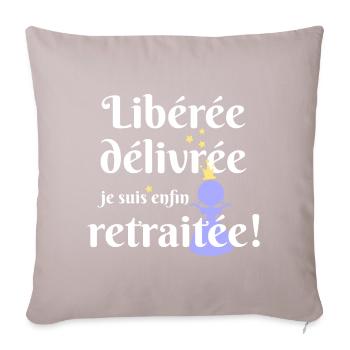liberée - délivrée -retraitée - Housse de coussin décorative 45 x 45 cm - taupe clair - Devant