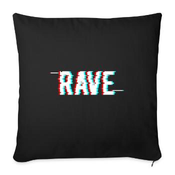 Rave Glitch Hardstyle Festival EDM Techno - Sofa pillowcase 17,3'' x 17,3'' (45 x 45 cm) - black - Front
