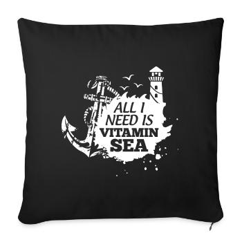 Vitamin Sea Wortspiel Norddeutschland Spruch - Sofakissenbezug 45 x 45 cm - Schwarz - Vorne