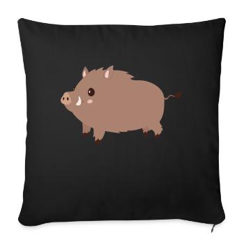 wild boar - Sofa pillowcase 17,3'' x 17,3'' (45 x 45 cm) - black - Front