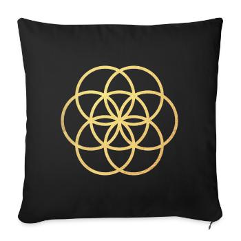 Yoga Fleur de Vie Fleur de Vie Or namaste - Housse de coussin décorative 45 x 45 cm - noir - Devant