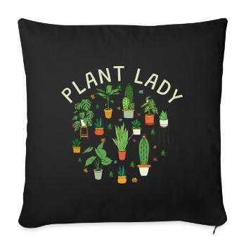 Dame des plantes - Housse de coussin décorative 45 x 45 cm - noir - Devant