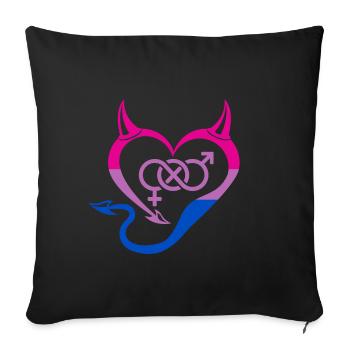 Devil's Heart Bisexual with Symbol - Sofa pillowcase 17,3'' x 17,3'' (45 x 45 cm) - black - Front
