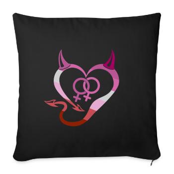 Coeur du diable lesbienne avec symbole - Housse de coussin décorative 45 x 45 cm - noir - Devant