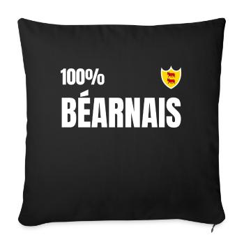 100% béarnais - cadeau t-shirt béarn - Housse de coussin décorative 45 x 45 cm - noir - Devant