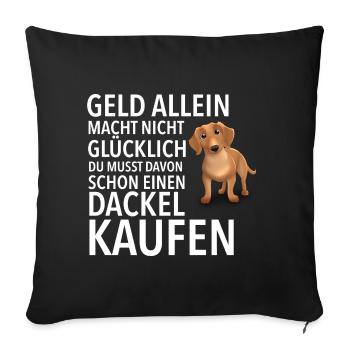 Dackel Glücklich - Dackel - Sofakissenbezug 45 x 45 cm - Schwarz - Vorne