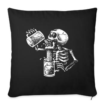 The smarter one tilts - skeleton + beer - Sofa pillowcase 17,3'' x 17,3'' (45 x 45 cm) - black - Front