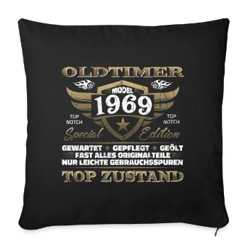 Oldtimer 1969 Baujahr – Vintage Retro Geburtstag - Sofakissenbezug 45 x 45 cm - Schwarz - Vorne