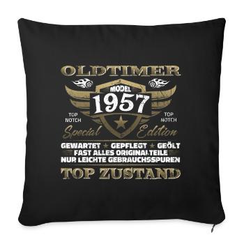 Oldtimer 1957 Baujahr – Vintage Retro Geburtstag - Sofakissenbezug 45 x 45 cm - Schwarz - Vorne
