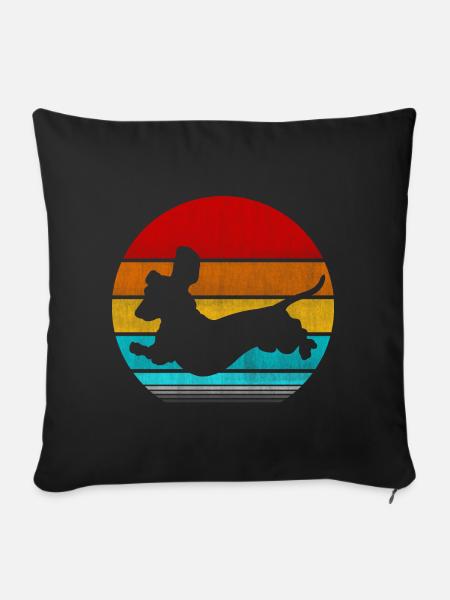 Retro Vinatge Dackel - Sofakissenbezug 45 x 45 cm - Schwarz