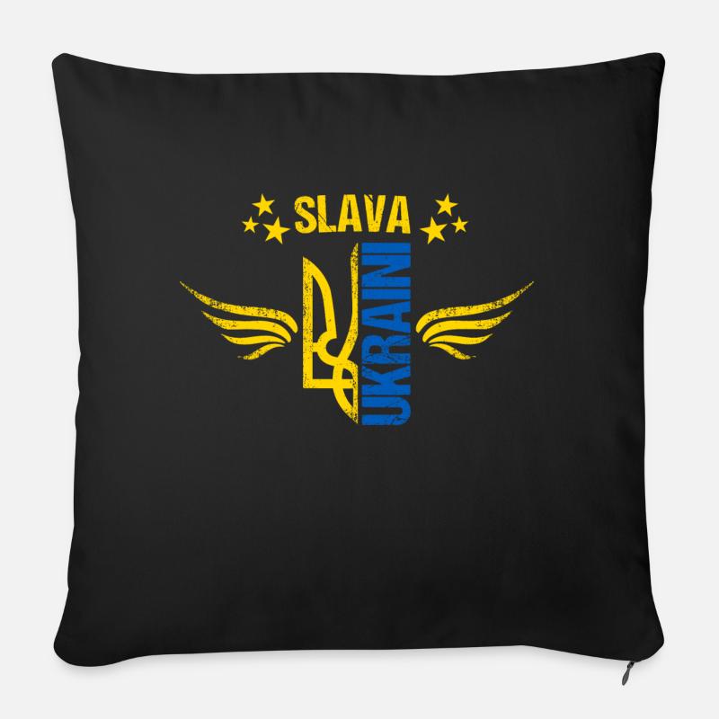 Ukraine Ruhm und Ehre - Sofakissenbezug 45 x 45 cm - Schwarz