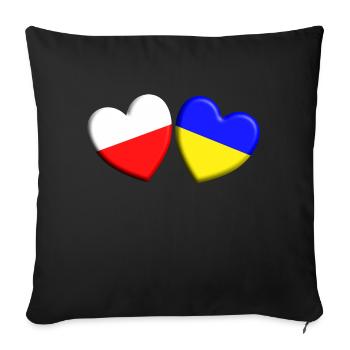 La Pologne soutient l’Ukraine - Housse de coussin décorative 45 x 45 cm - noir - Devant