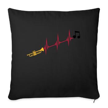 Note de musique trompette heartbeat - Housse de coussin décorative 45 x 45 cm - noir - Devant