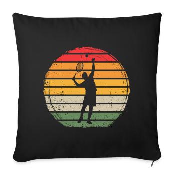 Joueur de tennis servant en vintage - Housse de coussin décorative 45 x 45 cm - noir - Devant
