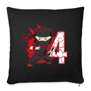 Ninja Fighter Anniversaire Garçon 4 Ans Ninjas - Housse de coussin décorative 45 x 45 cm - noir - Devant