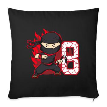 Ninja Fighter Anniversaire Garçon 8 ans Ninjas - Housse de coussin décorative 45 x 45 cm - noir - Devant