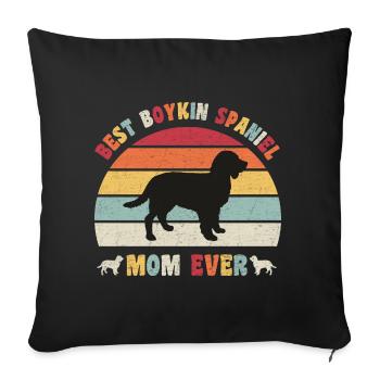 Meilleure maman Boykin Spaniel jamais amoureux des chiens vintage - Housse de coussin décorative 45 x 45 cm - noir - Devant