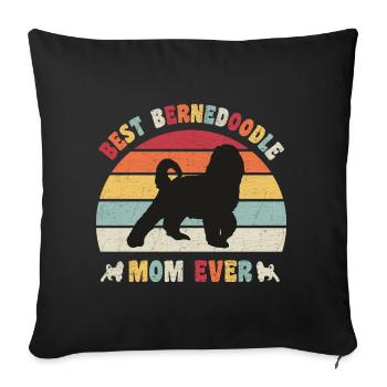 Best Bernedoodle mom ever dog lovers vintage retro - Sofa pillowcase 17,3'' x 17,3'' (45 x 45 cm) - black - Front