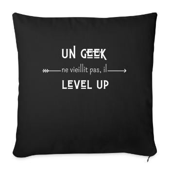 un geek ne vieillit pas il level up - Housse de coussin décorative 45 x 45 cm - noir - Devant