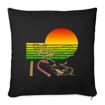 I love fishing fishing from a classic boat classic design - Sofa pillowcase 17,3'' x 17,3'' (45 x 45 cm) - black - Front