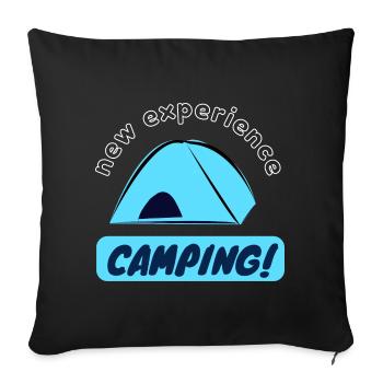 New experience - Camping! - Sofa pillowcase 17,3'' x 17,3'' (45 x 45 cm) - black - Front