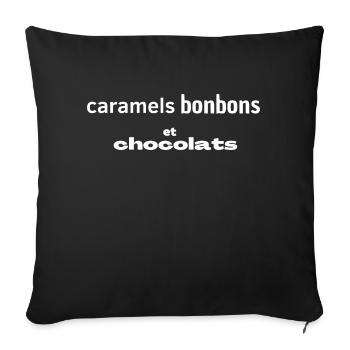 "caramels, bonbons et chocolats" TEE SHIRT - Housse de coussin décorative 45 x 45 cm - noir - Devant