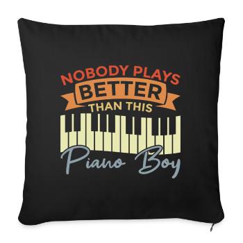 Piano player boy - Sofa pillowcase 17,3'' x 17,3'' (45 x 45 cm) - black - Front