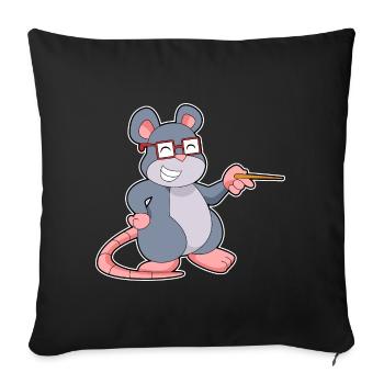 École de pointage des enseignants de souris - Housse de coussin décorative 45 x 45 cm - noir - Devant