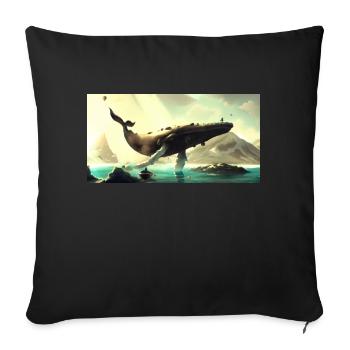 Whale floating in the sky - Sofa pillowcase 17,3'' x 17,3'' (45 x 45 cm) - black - Front