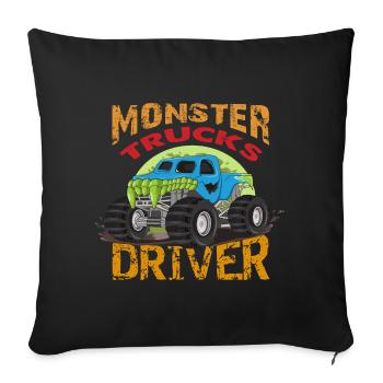 Monster Truck Driver Monster Truck Cartoon - Sofa pillowcase 17,3'' x 17,3'' (45 x 45 cm) - black - Front