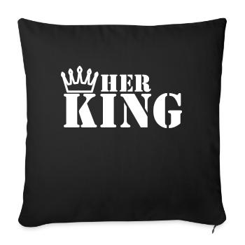 her king his queen couple white - Sofa pillowcase 17,3'' x 17,3'' (45 x 45 cm) - black - Front