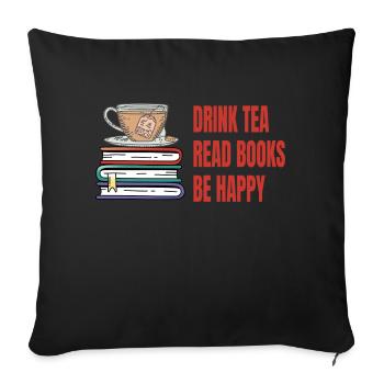 Lesen Tea Bücher Tee Buch Teetrinker Leser - Sofakissenbezug 45 x 45 cm - Schwarz - Vorne