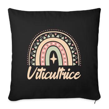 Cadeau Viticultrice. Boho Rainbow viticultrice. - Housse de coussin décorative 45 x 45 cm - noir - Devant